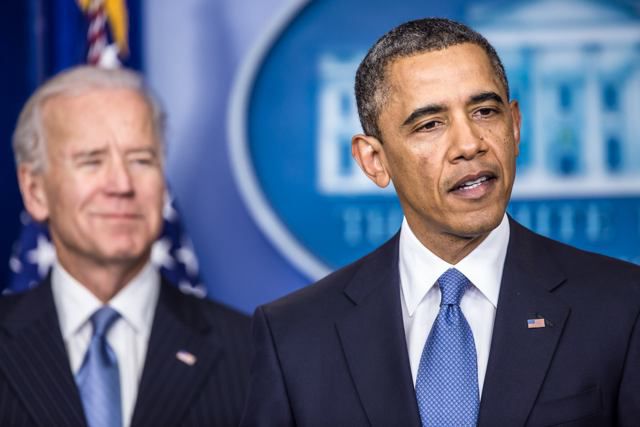 President Obama, with Vice President Biden at his side, speak about the House passage of the deal